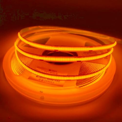 Image of 16.4FT5M COB Flexible LED Strip Light DC12V24V 528ledsm Bendable Tape (24V, Orange)