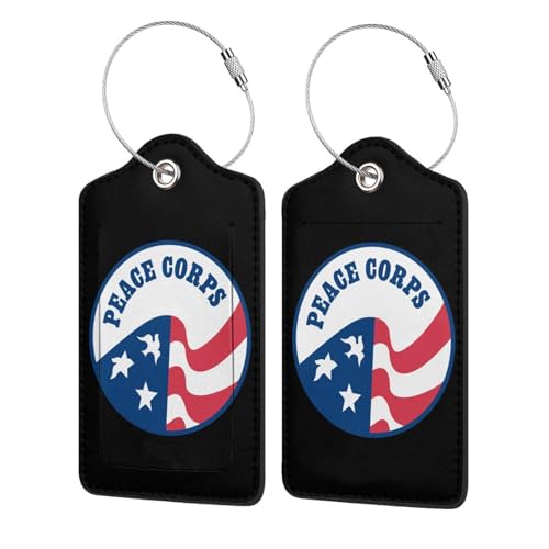 Peace Corps Leather Luggage Tag with Steel Ring