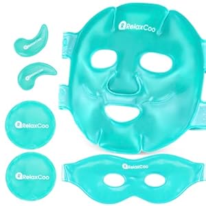 Ice Face Eye Mask for Dark Circles and Puffiness Cold Warm Compress, Gel Cold Cooling Face Mask Package for Women and Men, Migraines, Headache, Stress and Relaxation
