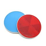 2Pcs 4.2 Inch Round Warning Safety Reflectors for Container Truck Van Trailers (Red/Adhesive)