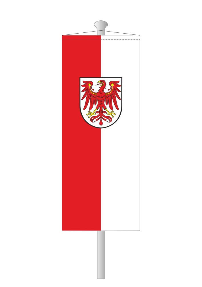 Deitert Bundesland-Flagge Brandenburg – 120x300 cm Brandenburg-Fahne mit Wappen, Bannerfahne aus reißfestem Polyester