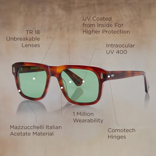 Image of Shisen Fox YOROKOBI Unisex Sunglasses with Iconic Design & Smudge Free Lenses, Anti-Reflective Coating & 100% UV Protected Frames with Protective Case & Lens Elixir