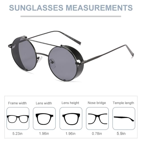 Steampunk Retro Round Sunglasses Men Vintage Punk Frame Sun Glasses Eyewear UV 4002