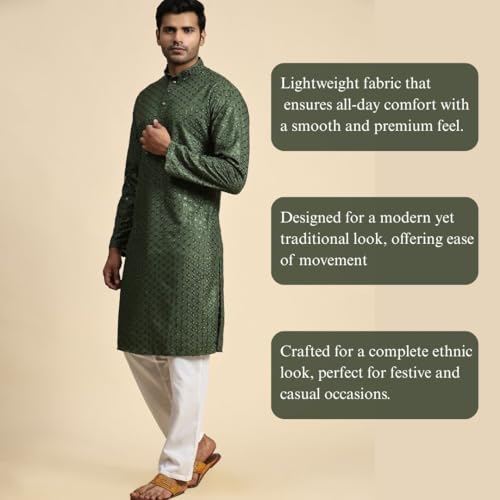 Image of Pro-Ethic Style Developer Mens Indian Traditional Cotton Kurta Sets, Men Kurta Set Indian Wedding Dress (A-117)