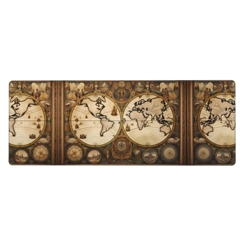 Tapis de souris surdimensionné carte du vieux monde vintage