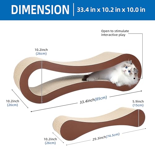 Image of FluffyDream 2 in 1 Cat Scratcher Cardboard, Cat Scratching Board Furniture Protector, Cat Scratching Post, Cat Beds for Indoor Cats, Infinity Shape, X-Large