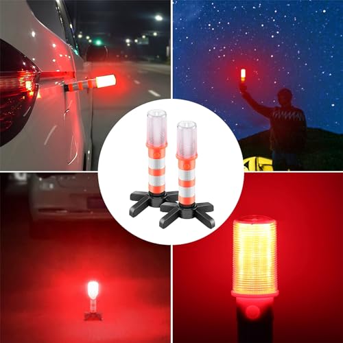 COFEMY Flares Led-noodgevallenset, rood licht voor snelweg, verkeersveiligheidslamp, campinglamp, alternatief voor veiligheidsdriehoek, led-noodgevallen, 2 lampen - Afbeelding 5