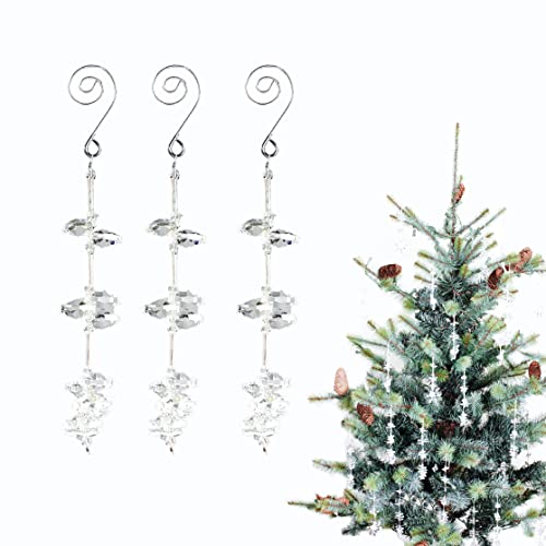 Christmas Decorations With Hanging Crystals, Christmas Decor, Crystal Decor And Wedding Decorations, Wedding Decor, Icicle Christmas Ornament, Crystal Ornament, 3 Pc Set, Icicle 5” #TOP3
