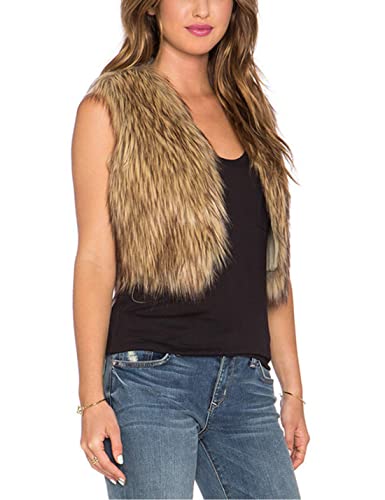 Tanming TANMING-Z100112_TM_NEW_GREY_M Women'S Sleeveless Open Front Fluffy Short Faux Fur Vests Waistcoats  thumb #2