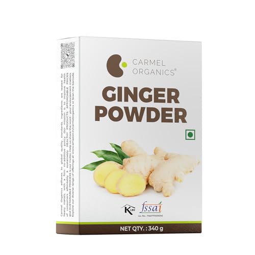 Image of CARMEL ORGANICS Ginger Dried Root Powder 340 Grams | Zingiber officinale, NON-GMO, No Added Preservatives, Sukku Podi, Dry Sonth /Adrak Powder