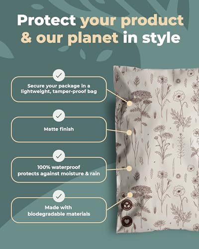 Impack-Biodegradable-Mailers-25pack-Flat-Shipping-Bags-Self-Seal-Waterproof-Thick-Mailing-Envelope-for-Shipping-Clothing-Wild-Flower-6x9-Inch