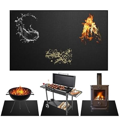 AUIKIUPU 65 x 39 inch Under Grill Mat for Outdoor Grill,Fireproof Grill Mat,Fireplace Hearth Rug,Fire Pit Mat,Oil Proof Waterproof Under Grill Floor Mats BBQ Protector for Decks and Patios