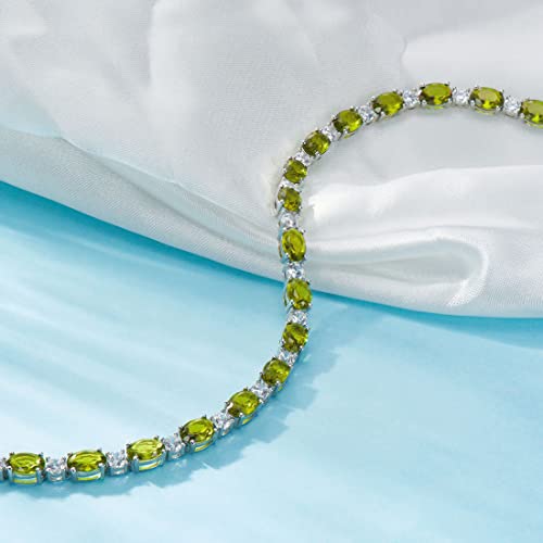 Sterling Silver Birthstone Tennis Bracelets for Women Gemstone Oval Tennis Bracelets Fine Jewelry Dainty Charm Link for Her 7 Inches3