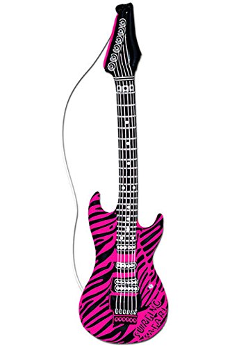 Magic Box 1980s Rock Star Pink Zebra Print Inflatable Guitar