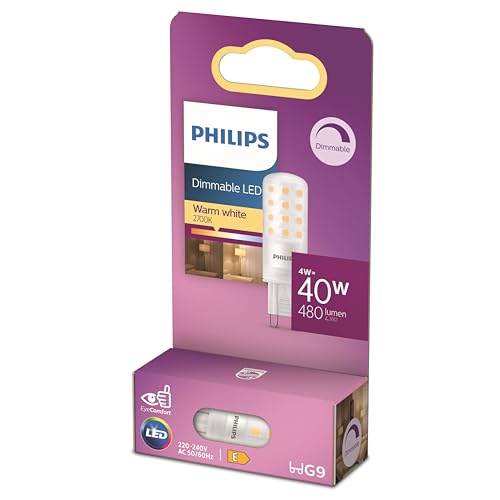 Philips LED Standard Brenner Ersatz für 40W Halogen G9 Sockel warmweißes Licht 2700K dimmbar Matt