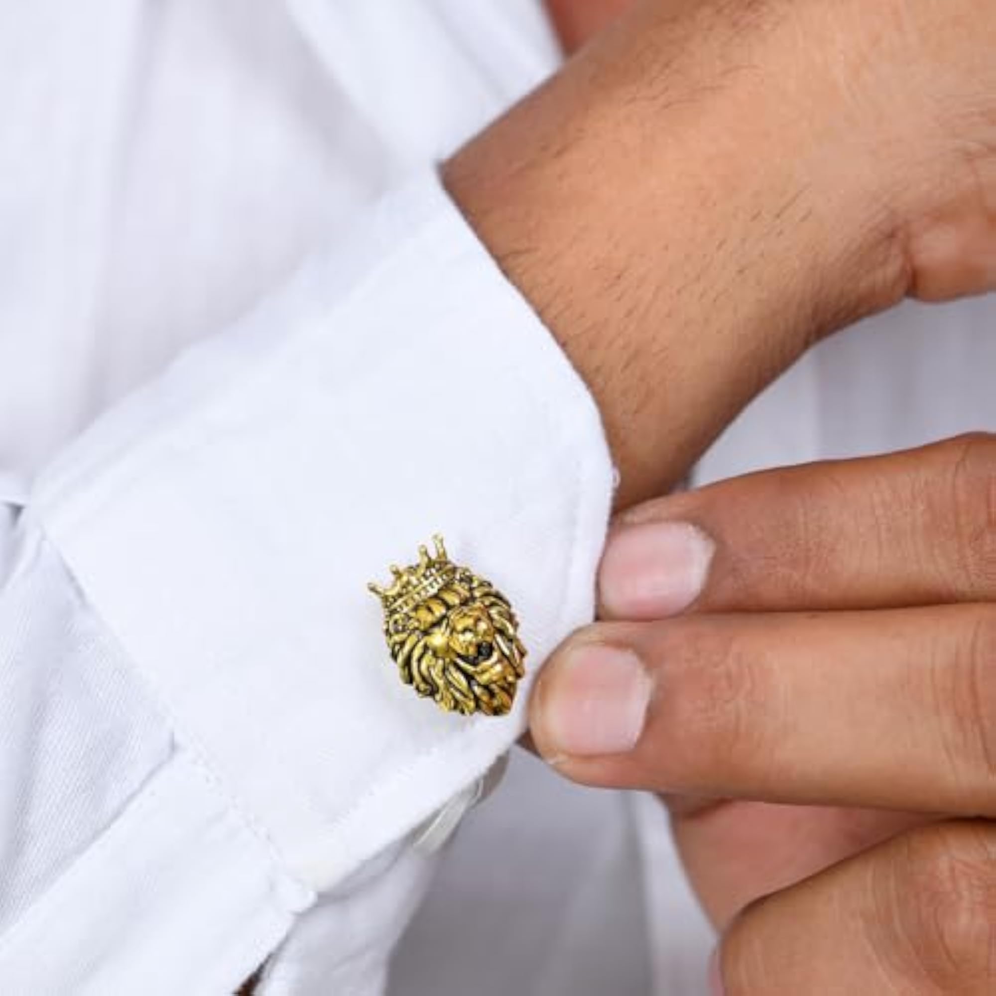 Men's Golden Crowned Roar Cufflinks, Trendy Gift