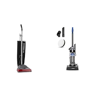 Sanitaire Upright Commercial Vacuum Bundle with Eureka Ultra-Lightweight Compact Upright Vacuum, Blue