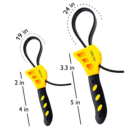 Oil Filter Wrench Set - 2pcs, Use as Jar Opener, Pipe Wrench, Rubber Strap Wrenches Used by Mechanics, Plumbers
