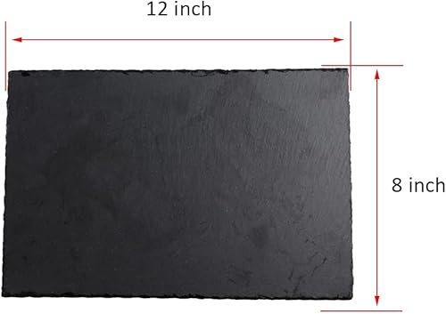 Miniatura 8 de GKICG Paquete de 4 tablas de queso de pizarra, bandeja de piedra de pizarra negra de 12 x 8 pulgadas con borde natural para queso, carne, aperitivos