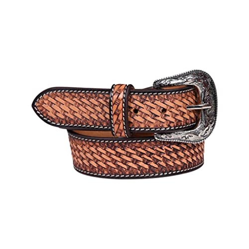 Western Genuine Leather Basket Weave Belt For Men and Women 30WE002