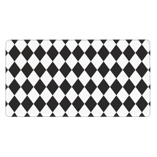 Grand tapis de souris de jeu arlequin noir et blanc pour le travail