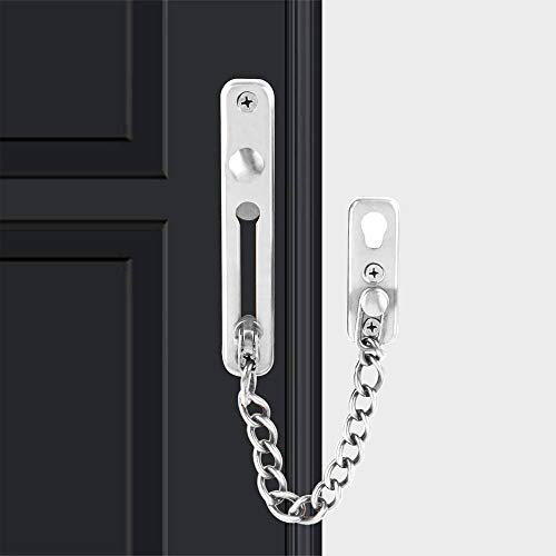 JINXM Türkette Tür Sicherheitskette Kettenschloss Türkette aus Edelstahl Gießen Türsicherung Front Kette Kratzschutz mit Schrauben Hardware Hotel Familie(Silber)