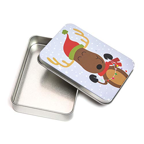 Metal Gift Card Tin Boxes and Lids for Christmas Presents (4.5 x 3.3 In, 6 Pack)