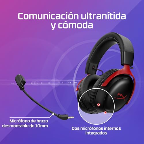 Miniatura 4 de HyperX Cloud III S - Auriculares Gaming inalámbricos, Bluetooth, 2.4Ghz, PC, PS5, Xbox, Drivers 53 mm, DTS, micrófono 10mm, batería hasta 200h, Negro