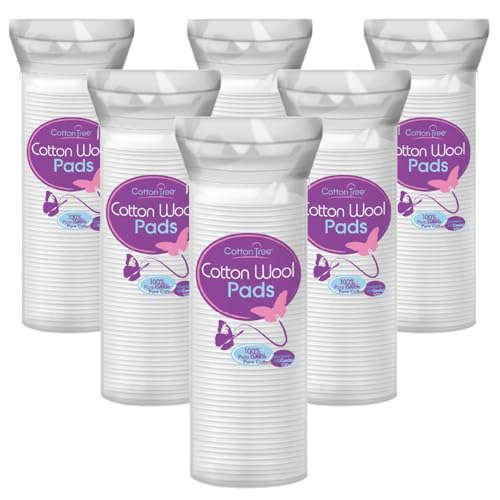 Cotton Tree 100% Pure Cotton, Round Cotton Wool Pads, 80 Count, 6 Pack
