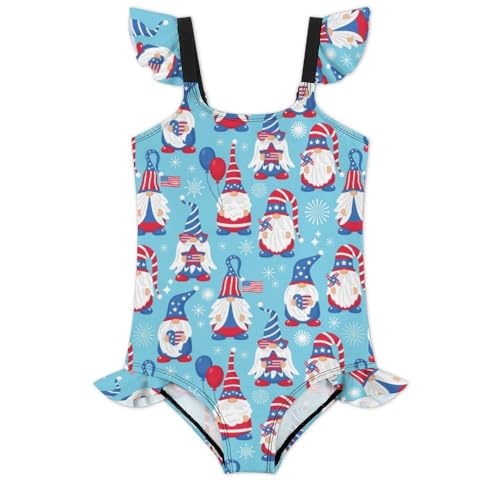 Image of Girls One Piece Swimsuit Lovely Cute Animals Ruffles Swimwear Bathing Suits 3-12 Years