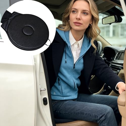 SUQ Autositzkissen, 360 Kissen Rutschkissen Rollstuhl Auto Drehkissen, Plattenspieler Multifunktional für Kissen Stuhl Hocker Einfache Autos, tragbares Memory-Schaumstoff-Sitzkissen (Schwarz)