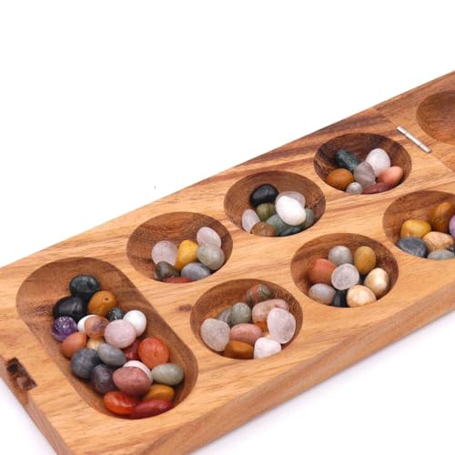 ROMBOL Kalaha - hochwertiges Steinchenspiel für 2 Personen inkl. Spielsteinen, Modell:1