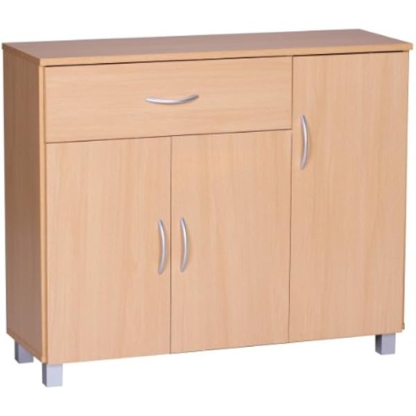 WOHNLING buk JARRY z 1 szufladą i 3 drzwiami 90 x 75 x 30 cm | Designerska komoda | Szafka korytarzowa z uchwytami