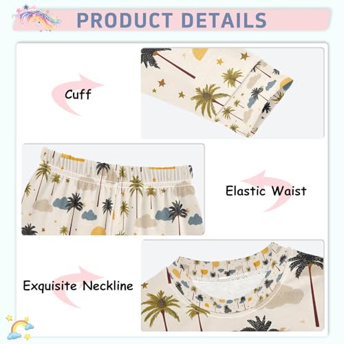 senya Palm Trees Clouds Pajamas Set Long Sleeve Soft Cotton Sleepwear 2 Piece4