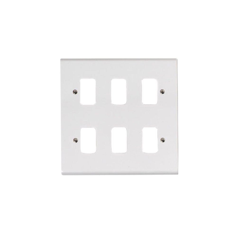 Deta Slimline Gridswitch 6 Gang Frontplate - White