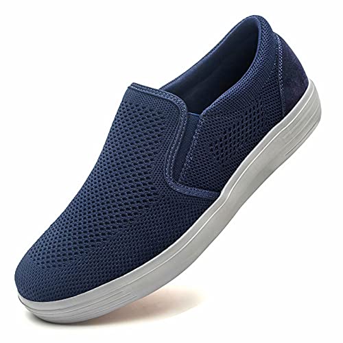 Image of konhill Mens Slip On Loafers Sneakers - Casual Knit Walking Shoes for Men, Lightweight Breathable Memory Foam Boat Shoes, Comfortable Slip-On Driving Loafers for Work Travel Beach