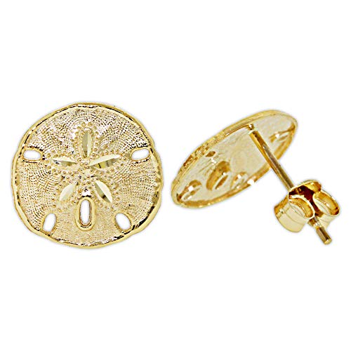 Gold Sand Dollar Stud Earrings - 10 Karat Solid Gold