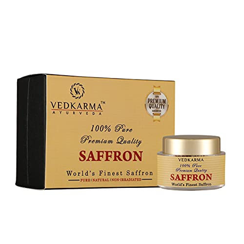 Vedkarma Pure, Natural and Finest Platinum Grade Kashmiri Saffron / Kesar / Zafran for Skin, Cooking & Kids - 1g