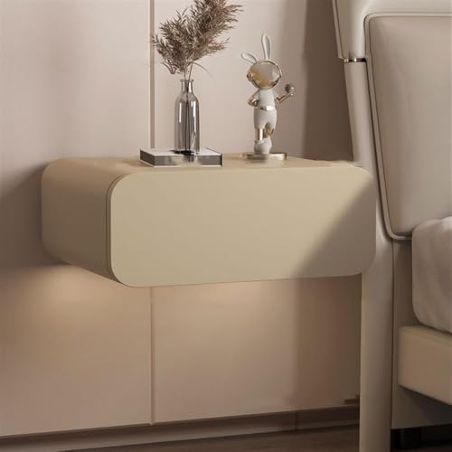 Mesitas De Noche, Mesita De Noche Flotante con Cajones, Mesita De Noche De Pared con Cuero De Microfibra, Mesita De Noche Flotante De Madera Maciza, Mesita De Noc, Natural, 35 * 40 * 20cm