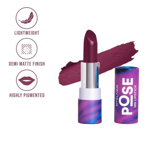 Image of MyGlamm POSE HD Lipstick-Merlot (Red)-4 gm | Matte Lipstick | Enriched with Moringa oil & Vitamin E | Long-lasting & Moisturising