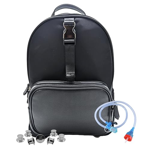 Designer Park Company - Master Gracey Backpack, Leather, w/Adjustable Strap, Hydration Kit, & Locking Pins, for Boys or Girls, Theme Parks or Travel - Onyx