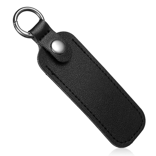 Mabor Suporte de couro para pen drive USB – Estojo para pen drive de armazenamento USB, estojo de transporte portátil com chaveiro, chaveiro de viagem (preto)