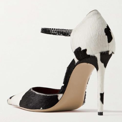 FSJ Women Sexy Pointed Toe Stiletto High Heels Sandals Rhinestones Ankle Strap D'Orsay Pumps Cocktail Party Wedding Shoes Size 4-16 US4