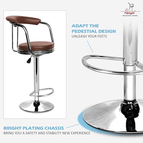 Image of ROSE Kiya Height Adjustable & Revolving Bar Stool /Kitchen Chair Suitable for Kitchen, Cafeteria, Dining, Office,Shops (1, Brown, Barstool)