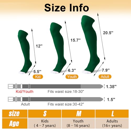 Image of XZQTIVE Baseball Socks and Belt Combo,Over the Knee Softball Socks and Belt,Knee High Football Socks for Kids Youth Adults