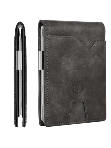 Slim Wallet for Men with Money Clip RFID Blocking, Gifts for Him Boyfriend Husband, Minimalist Thin Credit Card Holder with Gift Box