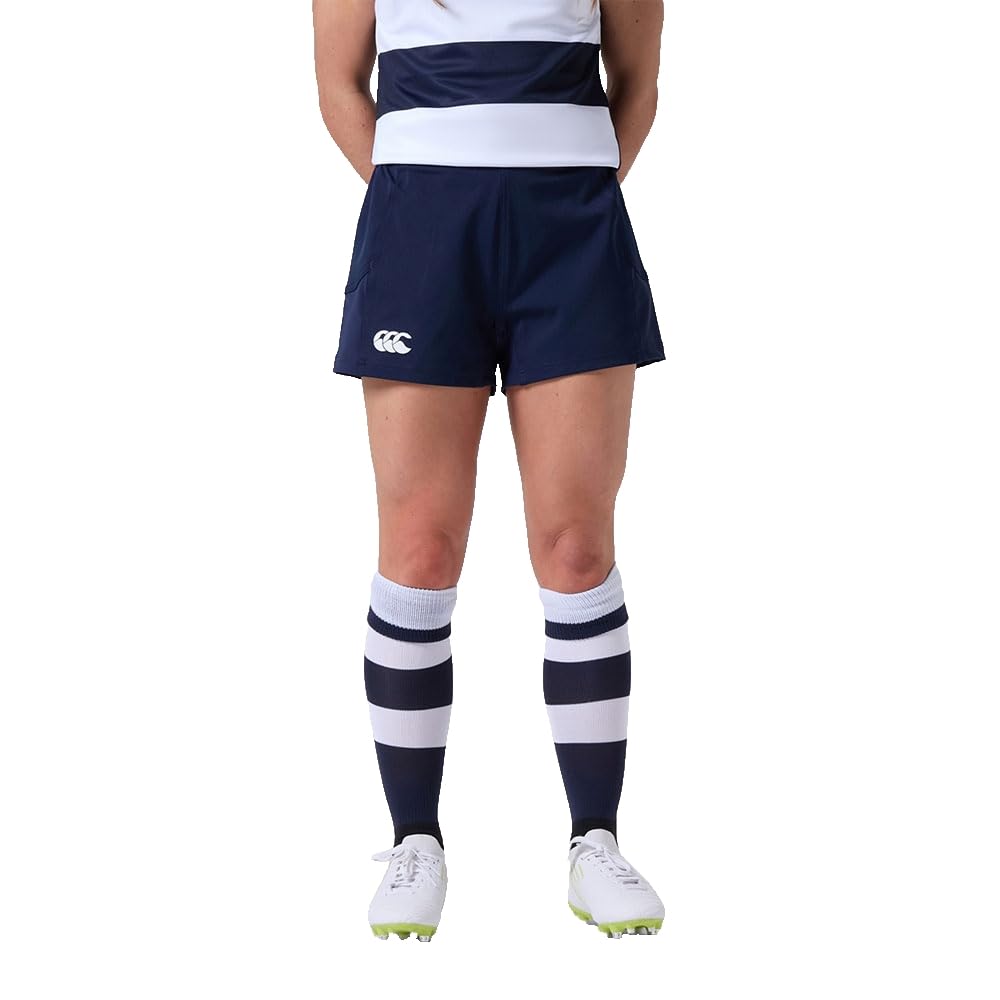 Canterbury Women's Advantage Rugby Shorts 2.0 | Elasticated Waist | CCC Logo Gym Shorts, Navy, 12