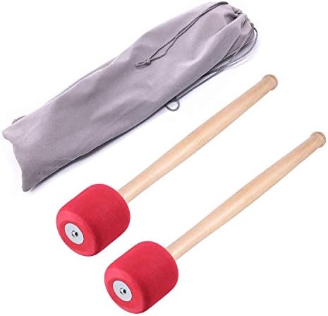 Jiayouy 13" Bass Drum Mallet Stick Foam Head & Wood Handles Drum Stick with a Carry Bag Percussion Instrument Band Accessory 2Pcs
