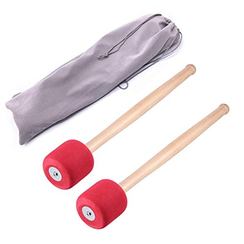 Jiayouy 13" Bass Drum Mallet Stick Foam Head & Wood Handles Drum Stick With A Carry Bag Percussion Instrument Band Accessory 2Pcs #TOP20