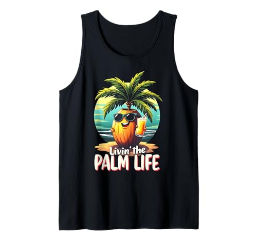 Palm Life Summer Beach Tropical Coconut Vacation Vibes Camiseta sin Mangas